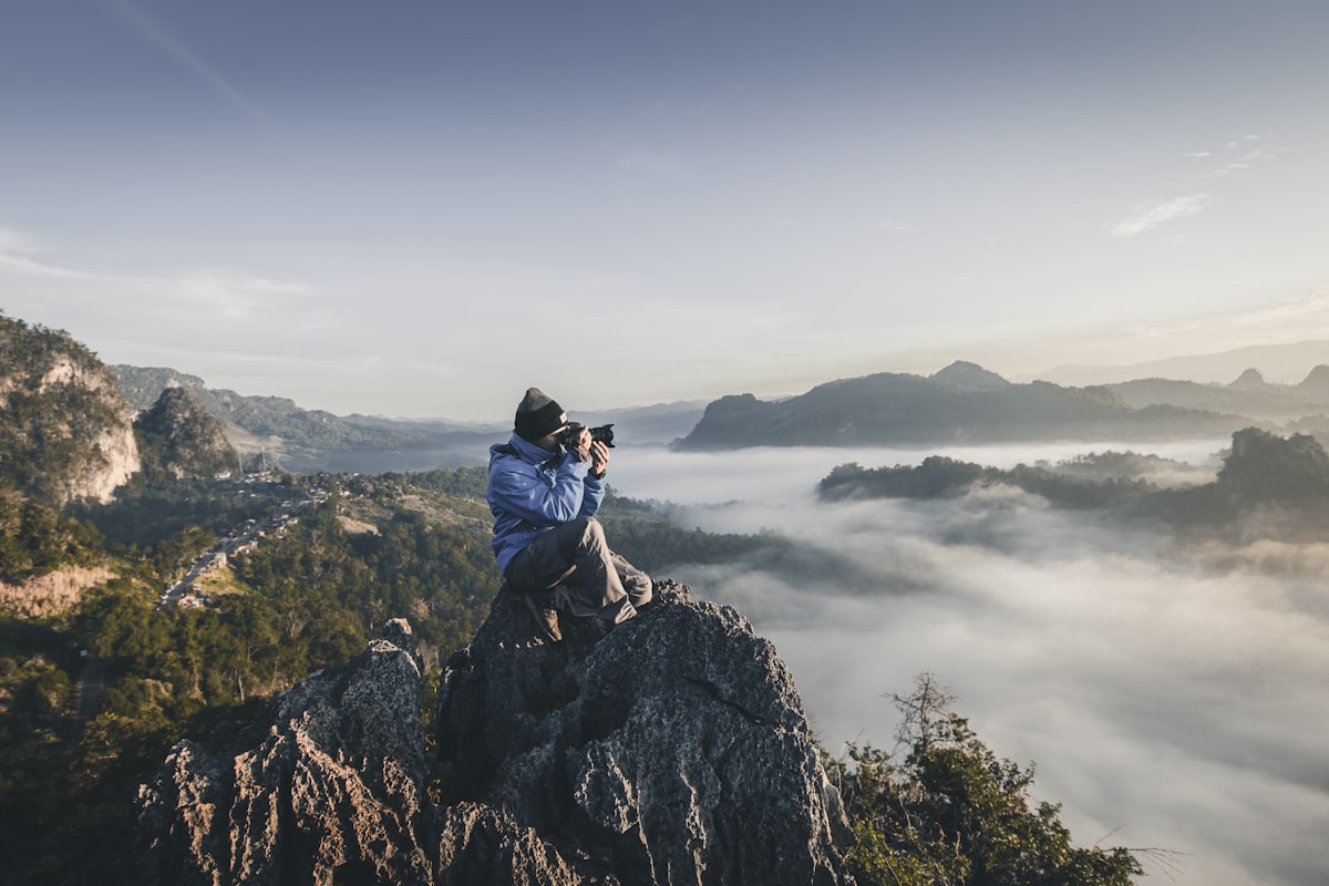 Photographer working in open light